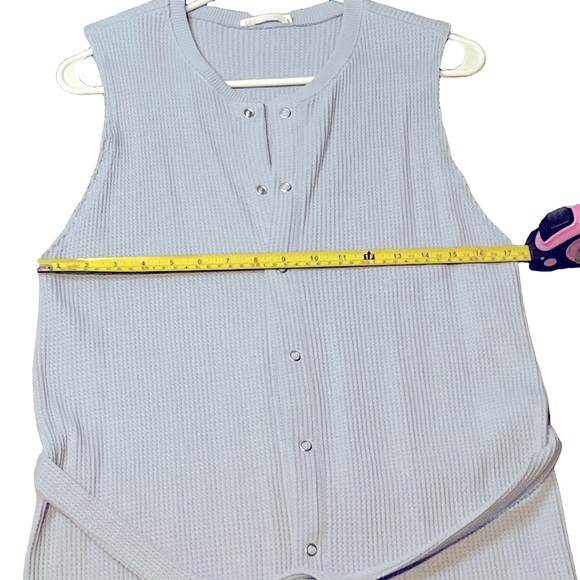 Zara NWOT Textured Woven Sleeveless Maxi Blue snap down Dress With Belt Woman M - Picture 5 of 5